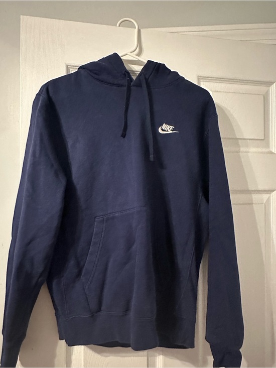 Nike Tops - Nike Navy Blue Pullover Hoodie with White Swoosh